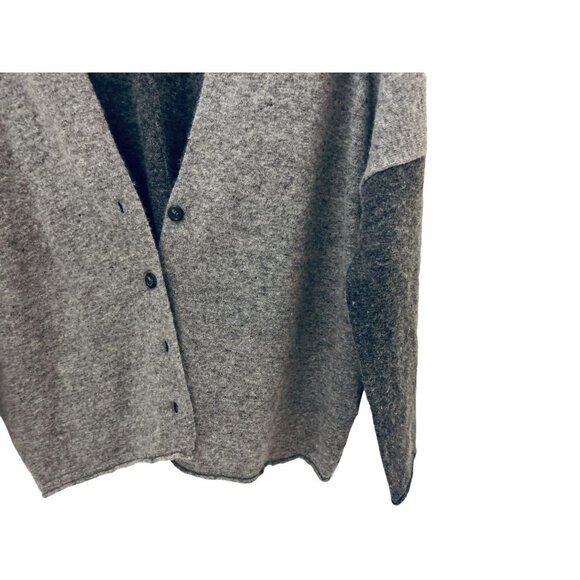 GIESSO Color-block Oversized Normcore Cardigan Light Dark Gray - Picture 3 of 8